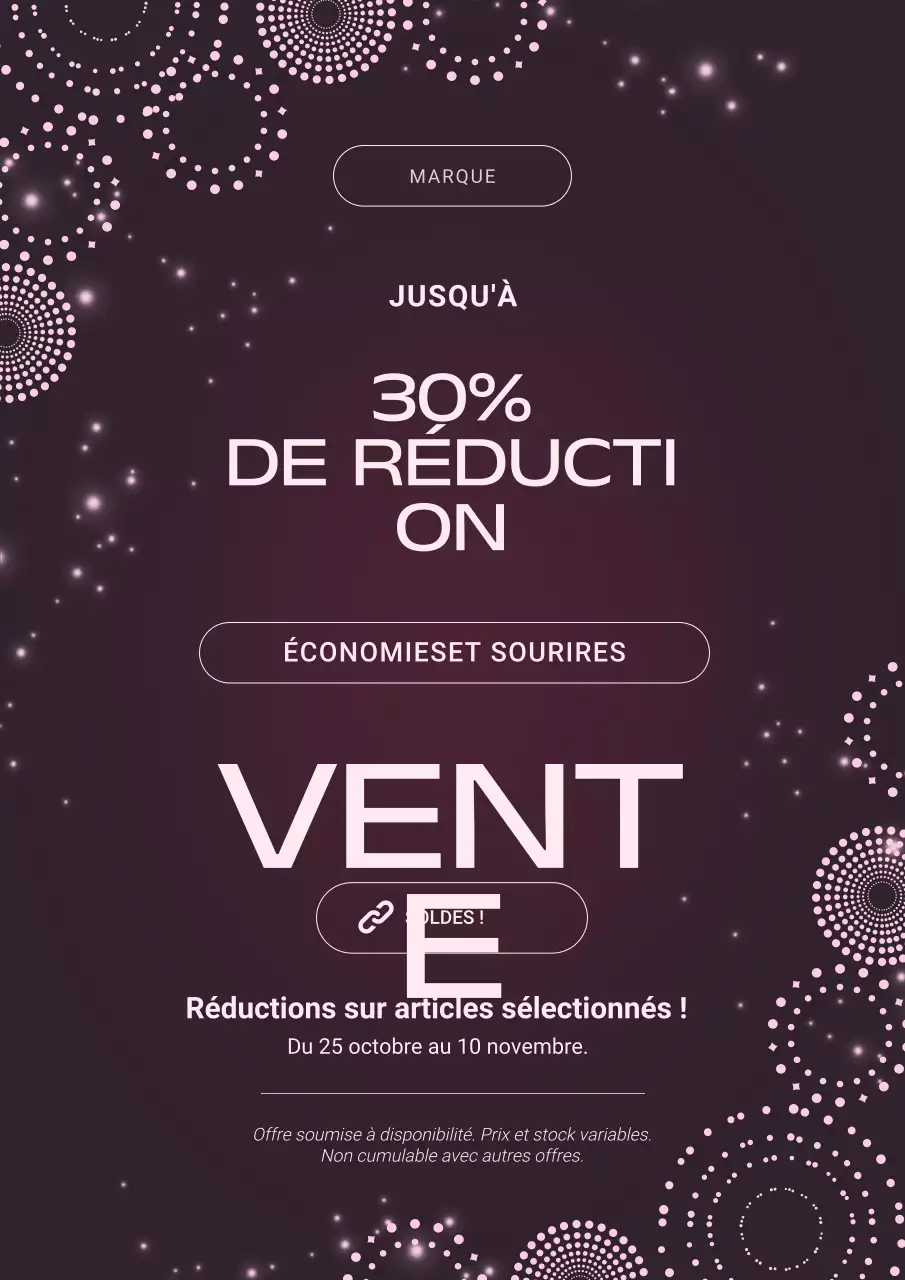 Affiche des soldes du Nouvel An en bordeaux et blanc