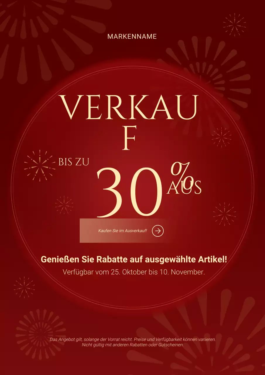 Minimalistisches Neujahrsangebot-Poster in Rot und Creme