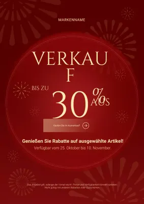 Minimalistisches Neujahrsangebot-Poster in Rot und Creme