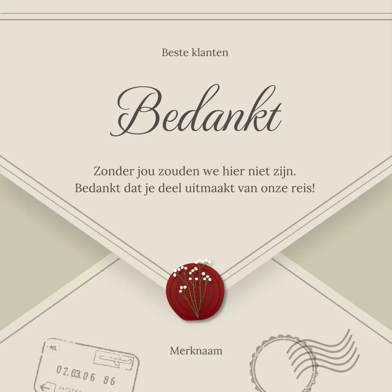 Beige Minimal Classic Nieuwjaarsgroet Social Media Vierkant