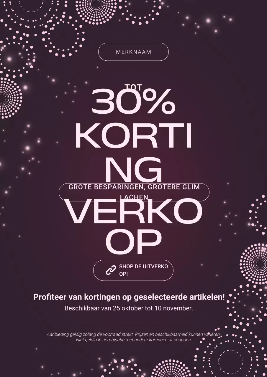 Kastanjebruine en witte opvallende nieuwjaarsuitverkoopposter