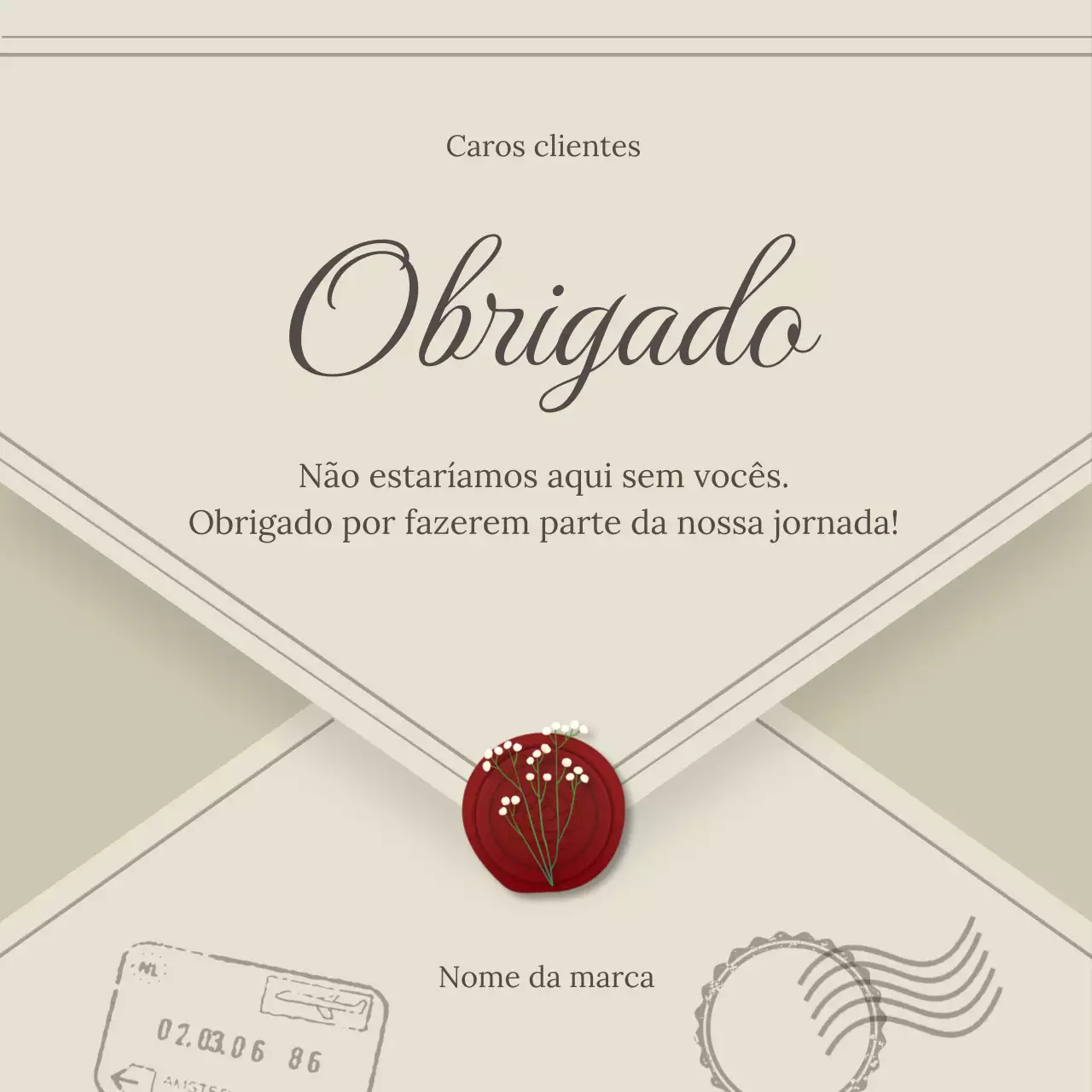 Mensagem minimalista clássica bege de Ano Novo para redes sociais
