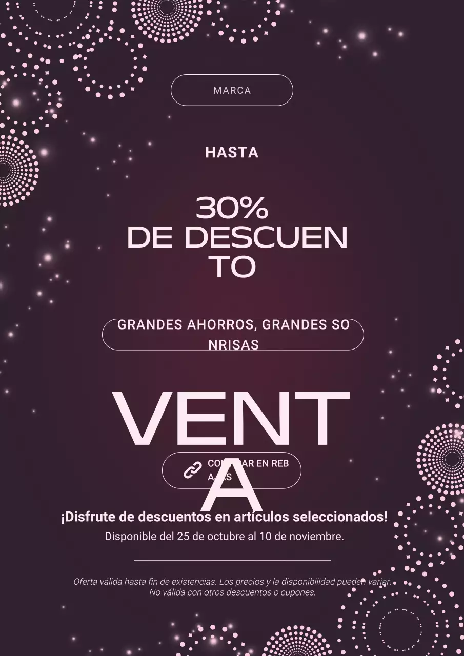 Cartel de rebajas de Año Nuevo en granate y blanco