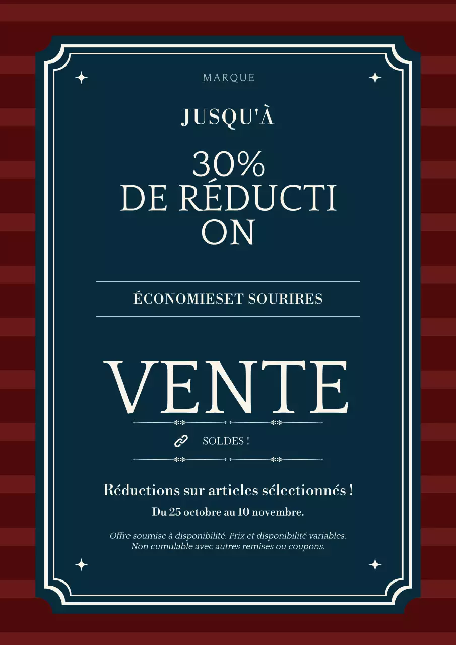 Affiche minimaliste bleue et blanche pour les soldes du Nouvel An