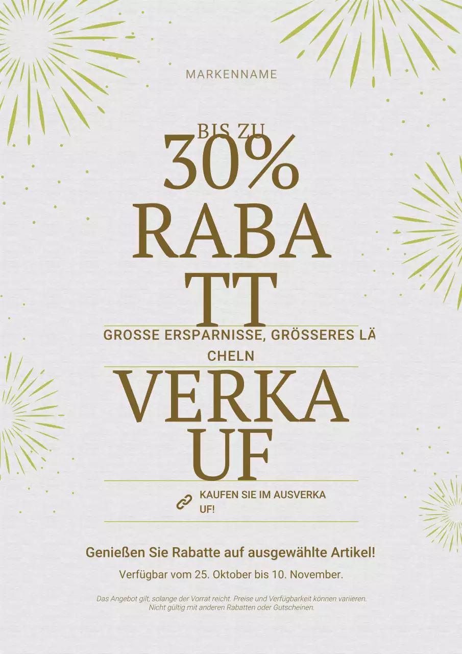 Minimalistisches Neujahrs-Verkaufsplakat in Grau und Gold