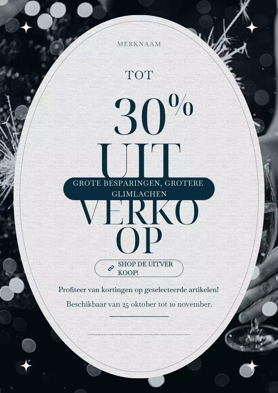 Blauwe en grijze minimalistische nieuwjaarsuitverkoopposter