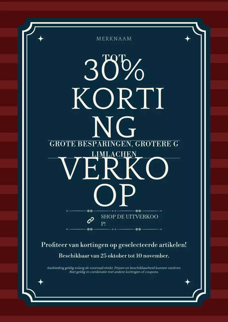 Blauwe en witte minimalistische nieuwjaarsuitverkoopposter