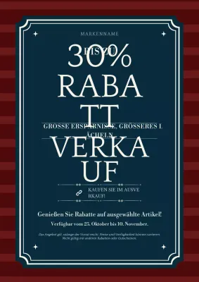 Minimalistisches Neujahrsangebot-Poster in Blau und Weiß