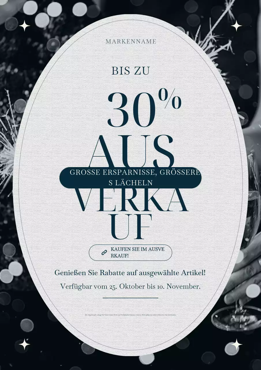 Minimalistisches Neujahrs-Verkaufsplakat in Blau und Grau