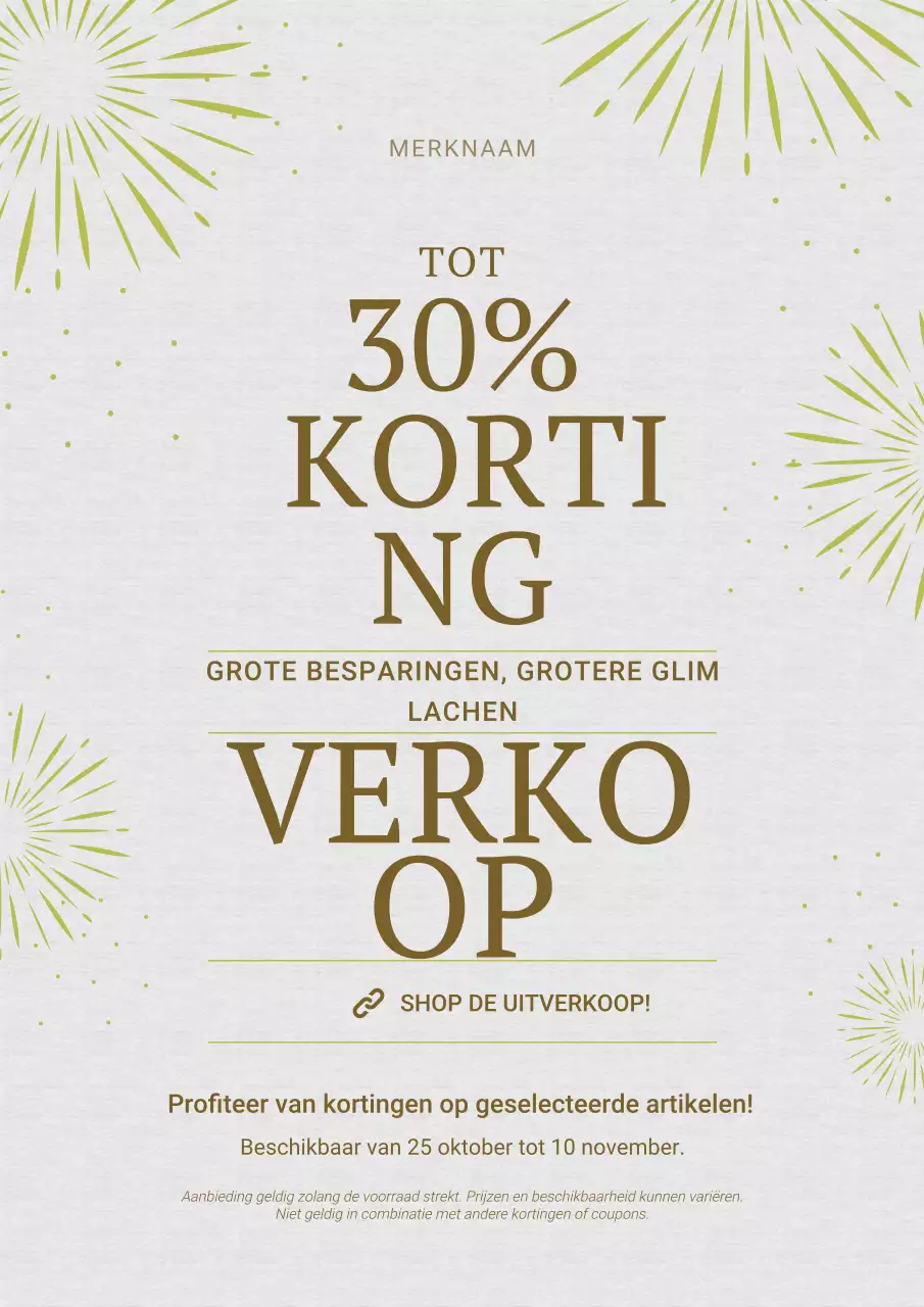 Grijs en goud minimalistische nieuwjaarsuitverkoopposter