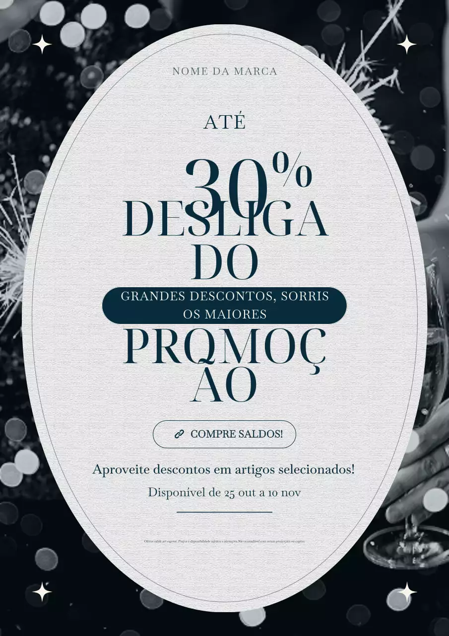 Pôster minimalista azul e cinza para promoção de Ano Novo