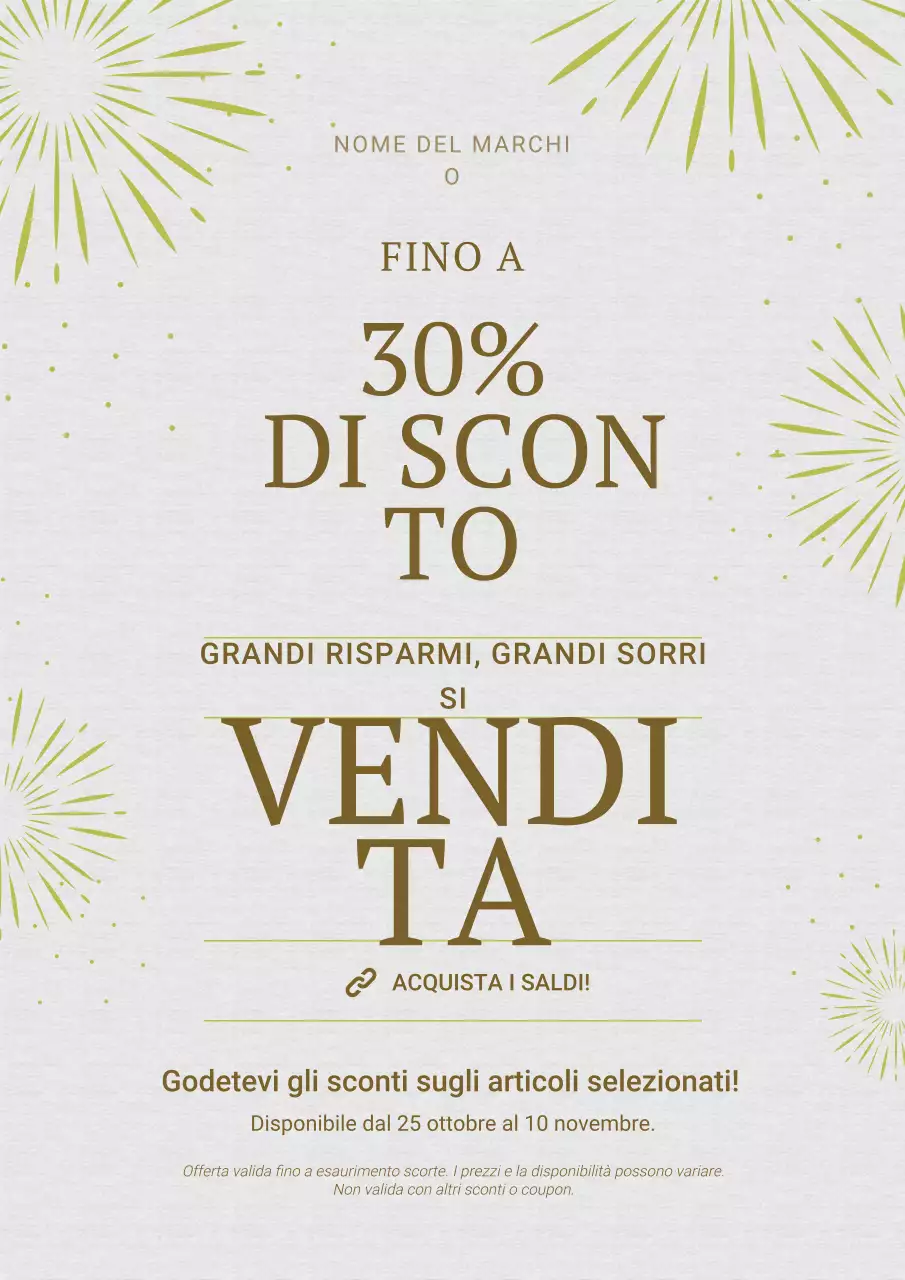 Poster minimalista grigio e oro per i saldi di Capodanno