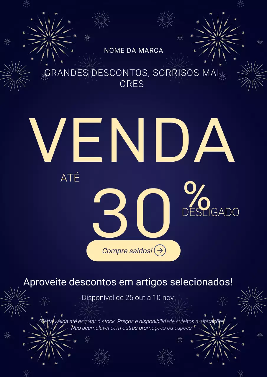 Pôster minimalista azul e bege para promoção de Ano Novo