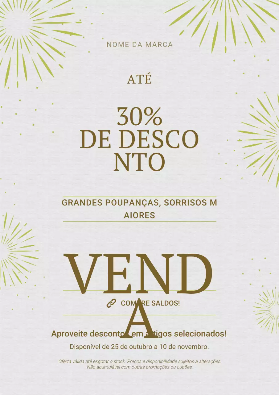 Pôster minimalista cinza e dourado para promoção de Ano Novo