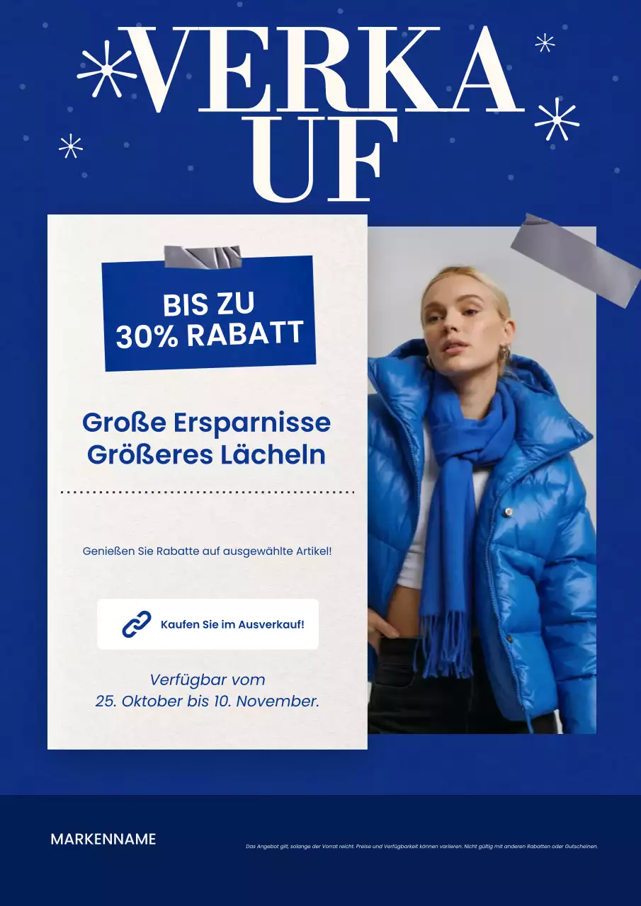 Blau-weißes minimalistisches modernes Mode-Neujahrsverkaufsplakat