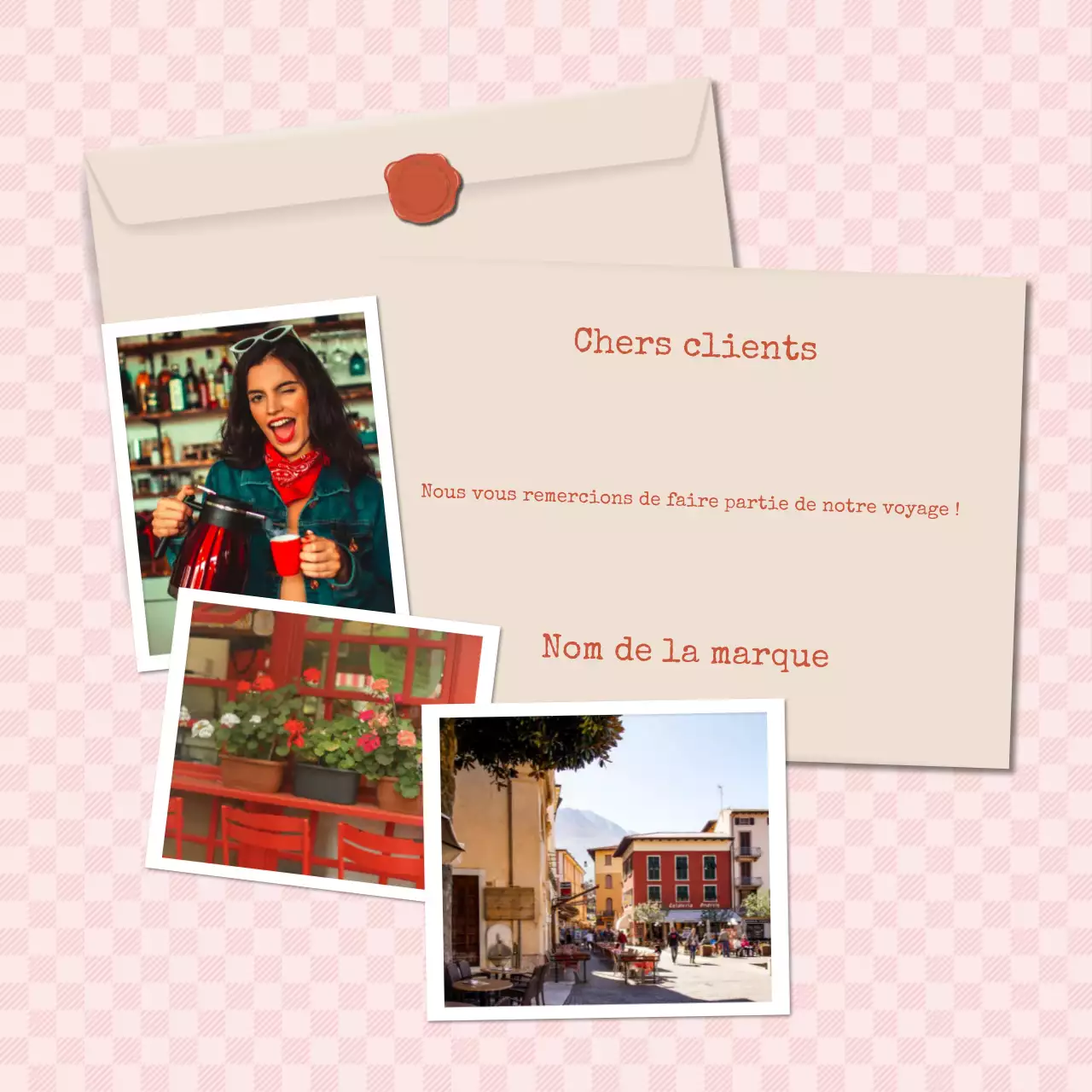 Message de vœux minimaliste et moderne rose et rouge pour le Nouvel An sur les réseaux sociaux