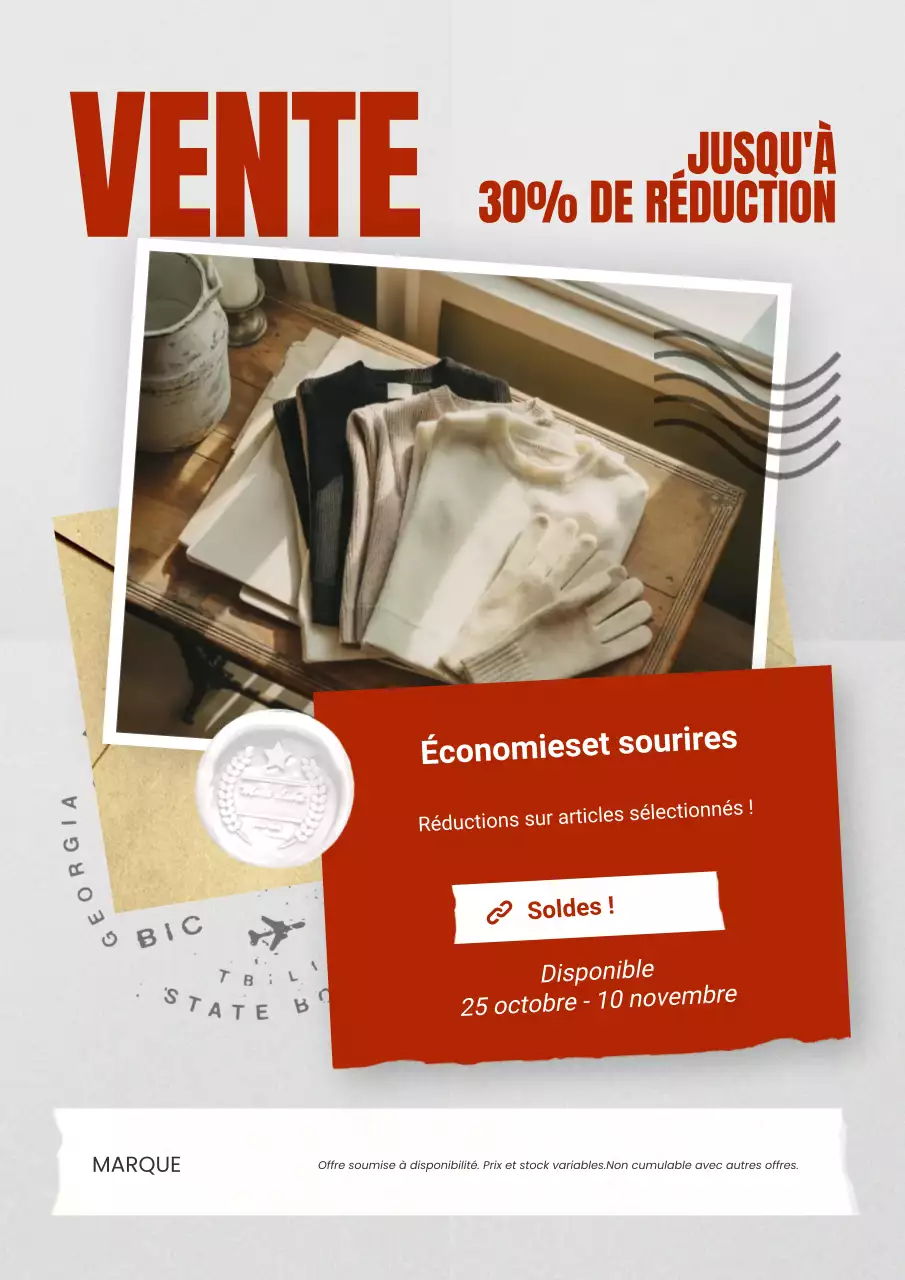 Album photo rouge et blanc, affiche de mode moderne pour les soldes du Nouvel An