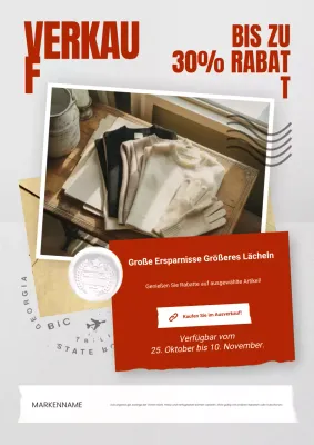 Rot-weißes Scrapbook-Poster: Moderne Mode, Neujahrsverkauf