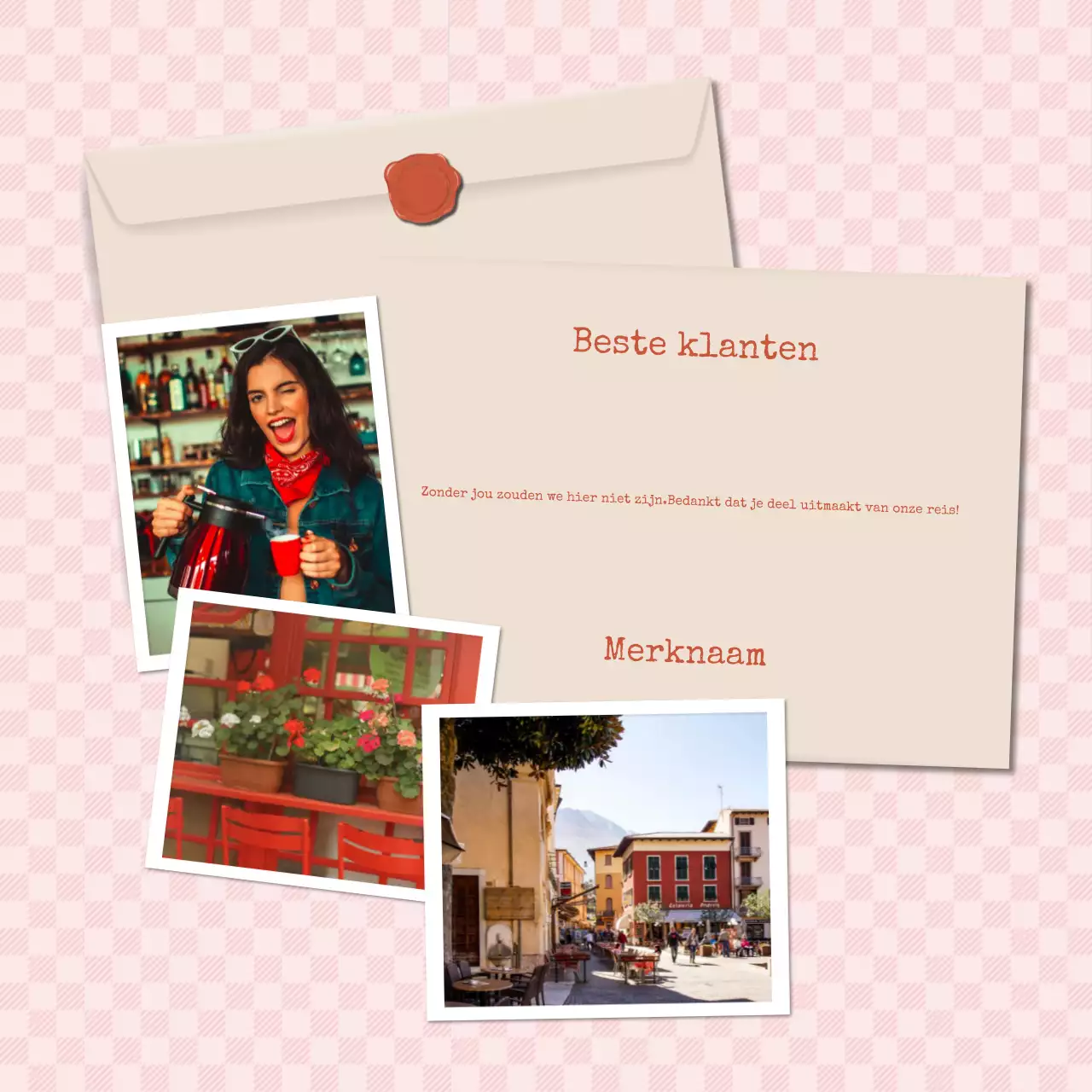 Roze en rode minimalistische moderne nieuwjaarsgroet Social Media Square