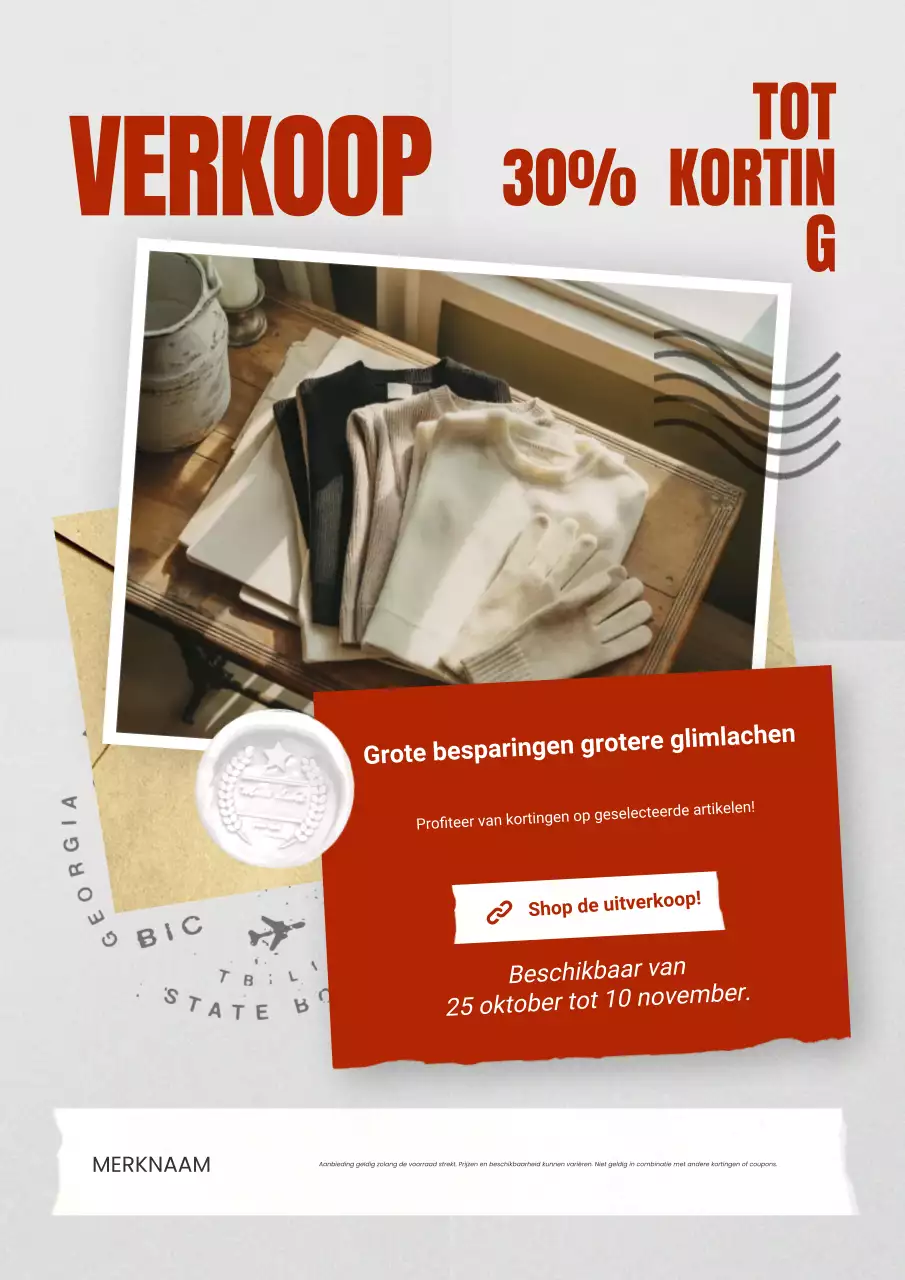 Rood-witte plakboek moderne mode nieuwjaarsuitverkoopposter