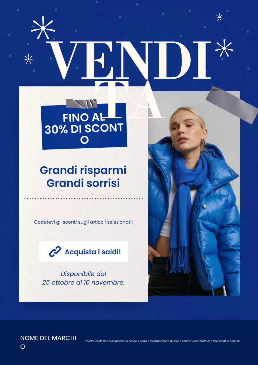 Manifesto di vendita di Capodanno in stile moderno minimale blu e bianco