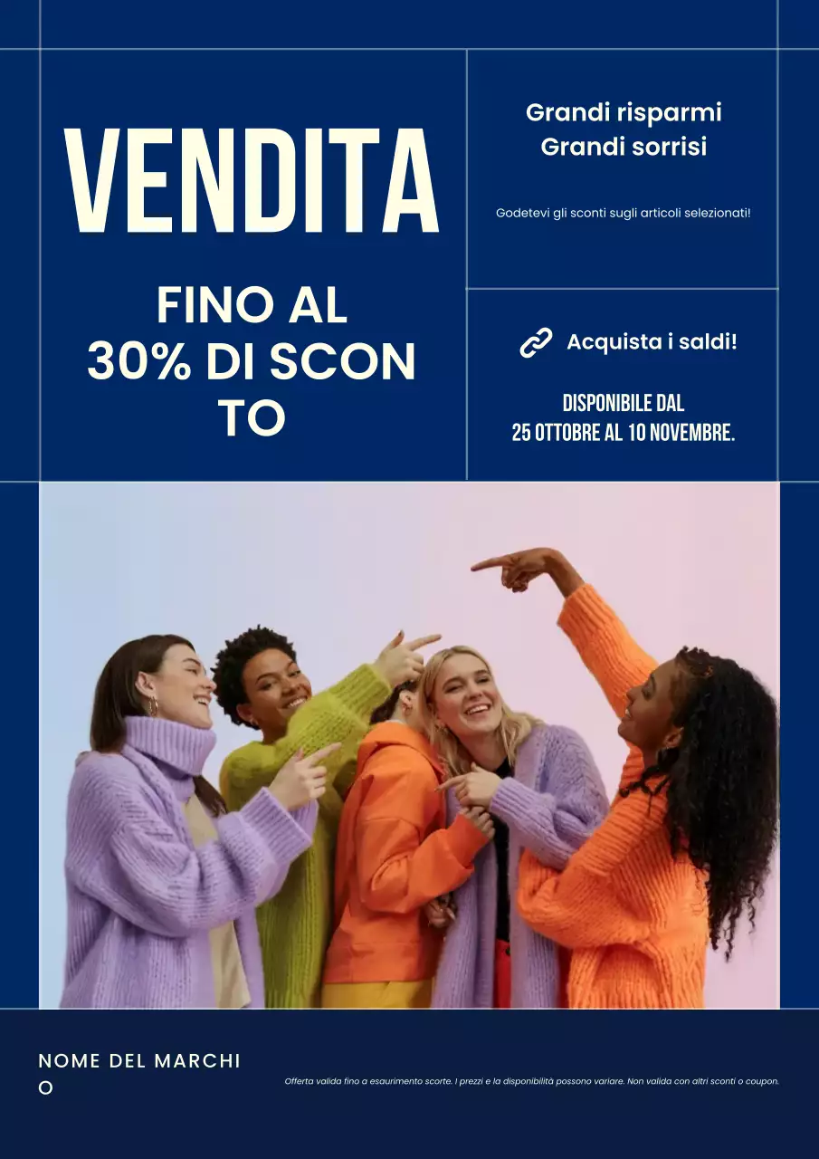 Manifesto di vendita di Capodanno in stile minimal blu e bianco