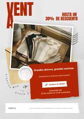 Póster de rebajas de Año Nuevo de moda moderna en álbum de recortes rojo y blanco