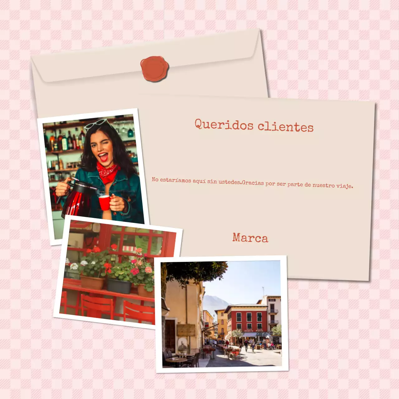 Cuadrado de felicitación de Año Nuevo minimalista moderno en rosa y rojo para redes sociales