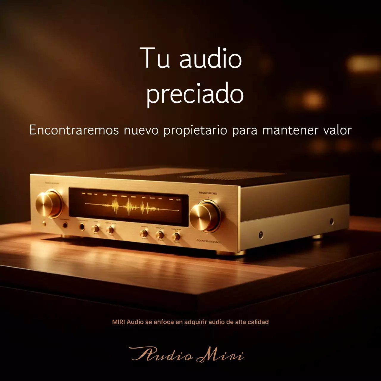 Anuncio de audio vintage dorado
