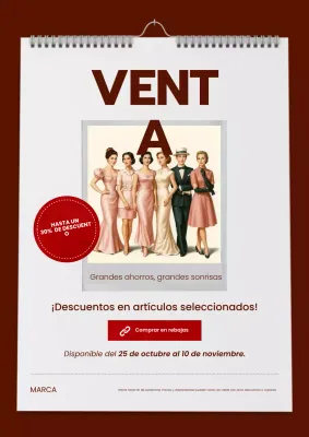 Póster de rebajas de Año Nuevo de moda moderna Bol blanco y rojo