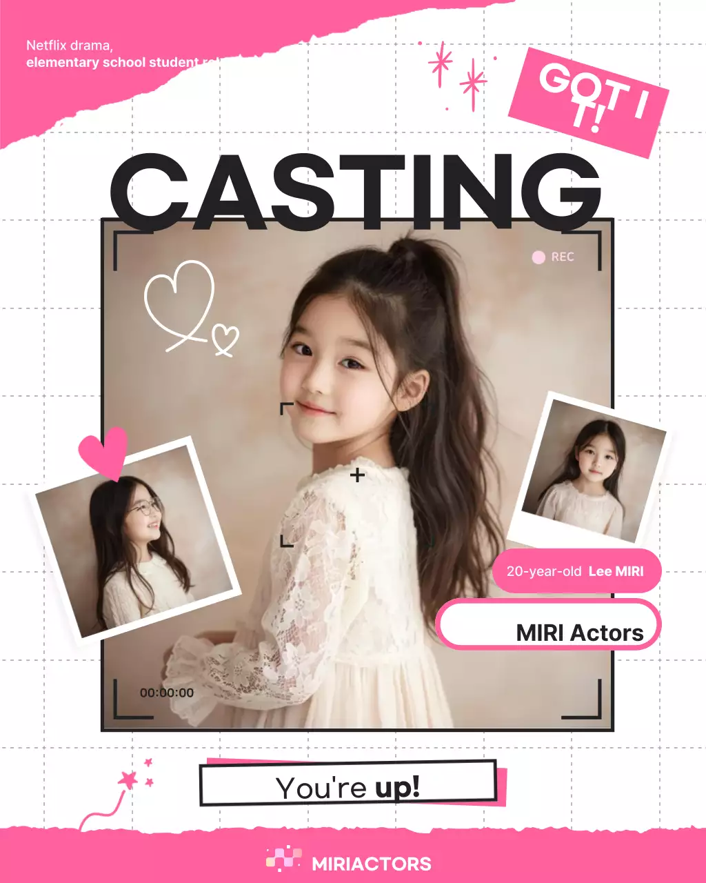 Pink Simple Child Actor Casting