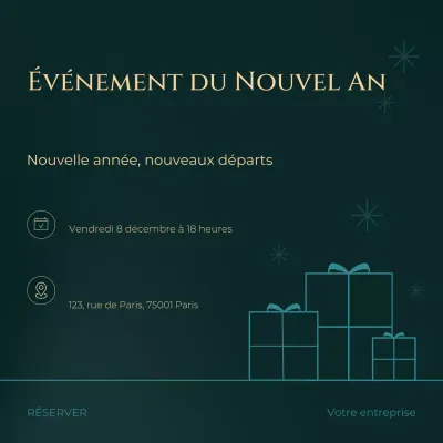 Événement minimaliste vert et beige du Nouvel An sur les réseaux sociaux