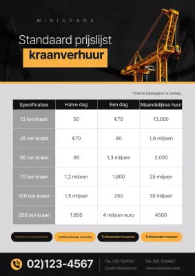 Moderne zwart-gele reclame voor bouwmachines