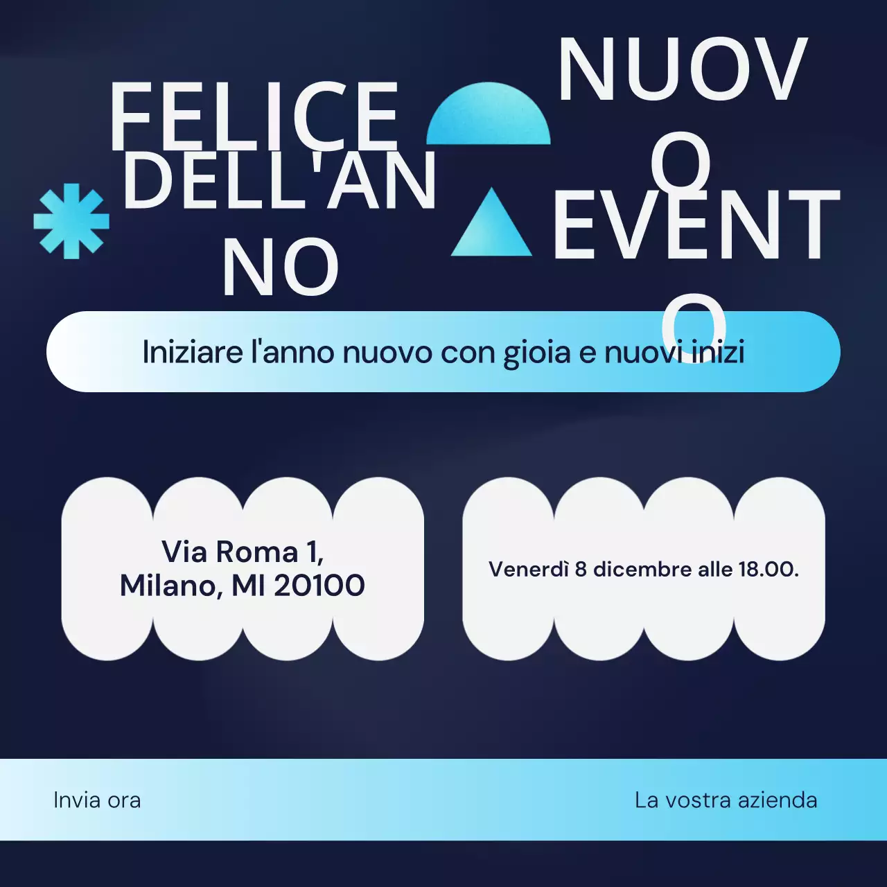 Piazza dei social media per l'evento di Capodanno geometrico blu e bianco