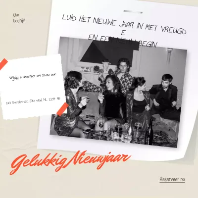 Beige en rood modern nieuwjaarsevenement Social Media Square