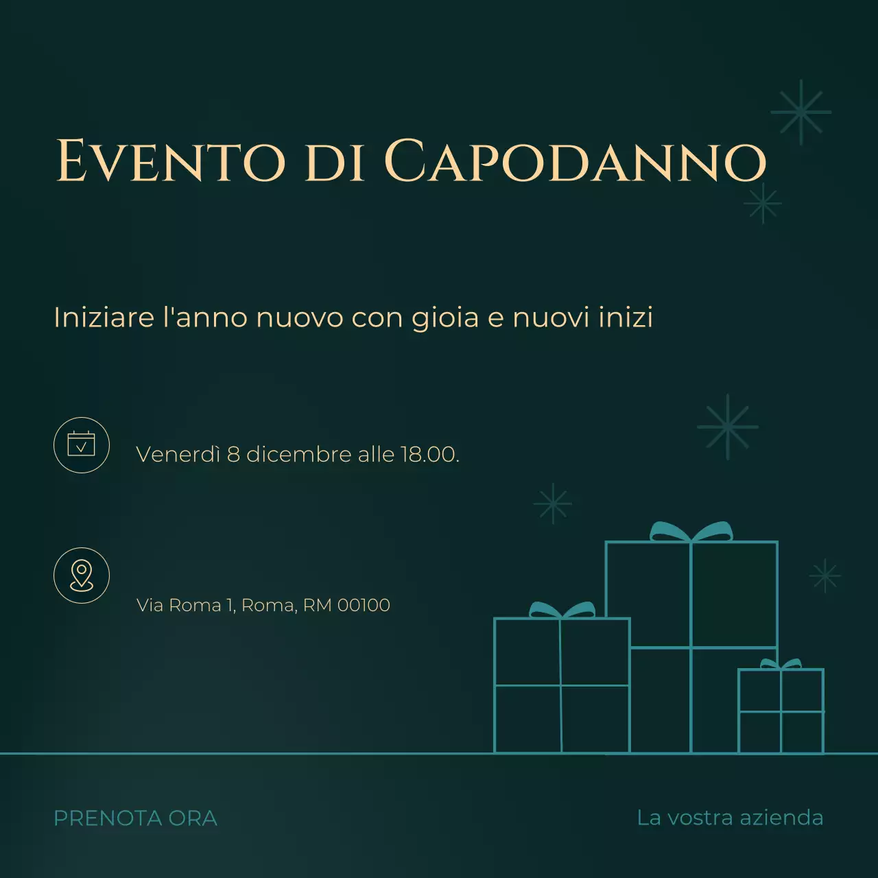 Evento di Capodanno minimale verde e beige sui social media