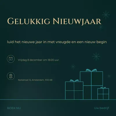 Groen en beige minimalistisch nieuwjaarsevenement Social Media Square