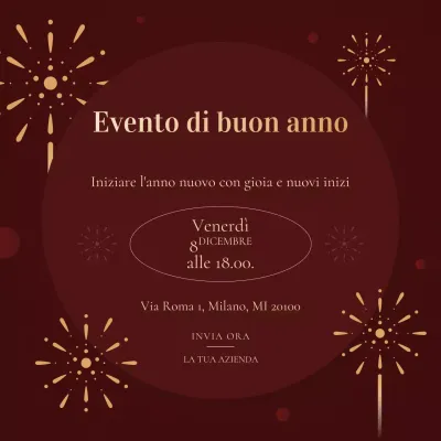 Evento di Capodanno minimalista moderno rosso e oro sui social media