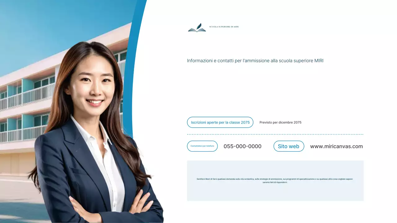 Materiali di presentazione per la sessione informativa ordinata e pulita per l'ingresso alle scuole medie e superiori in azzurro cielo