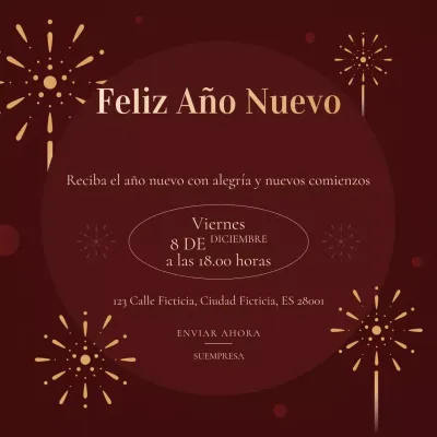 Evento de Año Nuevo minimalista moderno en rojo y dorado en redes sociales