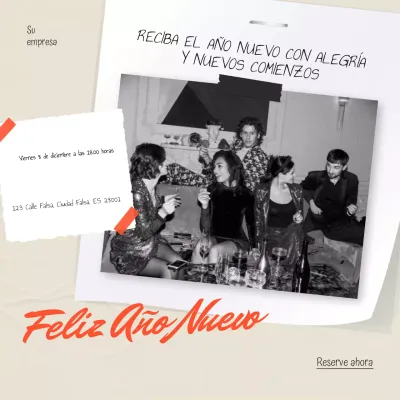 Cuadrado para redes sociales del evento moderno de Año Nuevo en beige y rojo