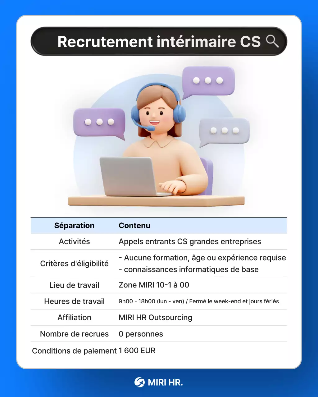 Avis de recrutement Blue Simple