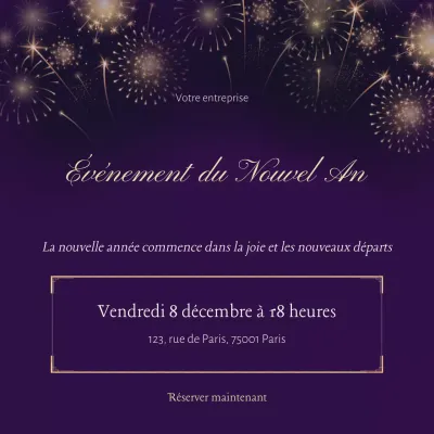 Événement minimaliste noir et or du Nouvel An sur les réseaux sociaux