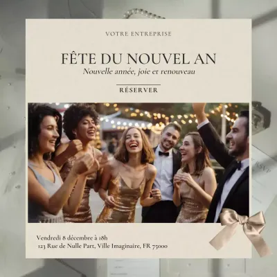 Événement minimaliste beige et noir du Nouvel An sur les réseaux sociaux