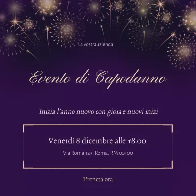 Evento di Capodanno minimalista in nero e oro sui social media