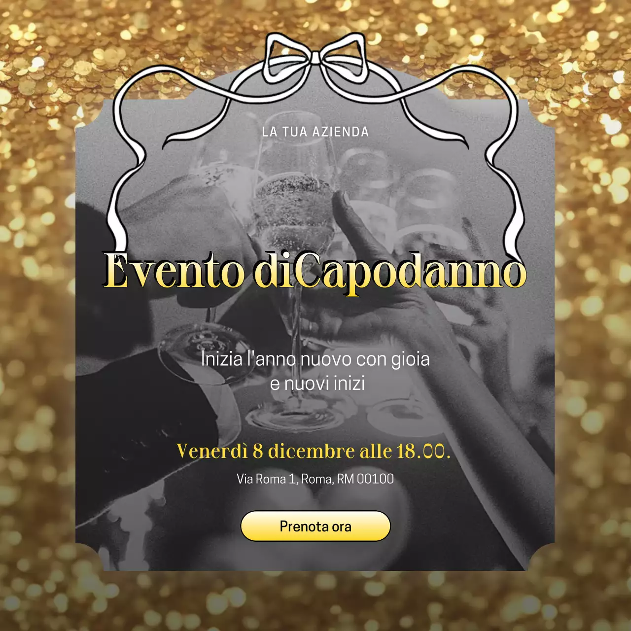 Evento di Capodanno minimalista bianco e oro Social Media Square