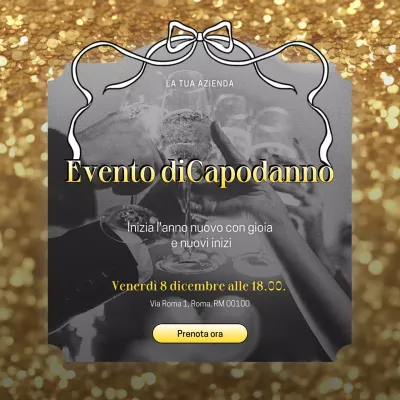 Evento di Capodanno minimalista bianco e oro Social Media Square