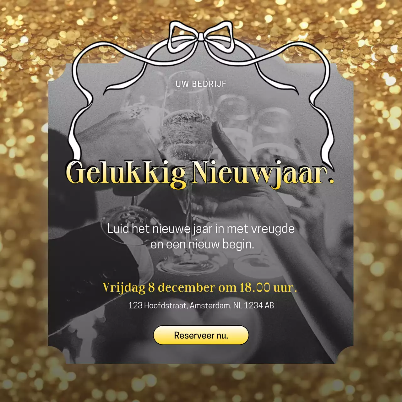 Minimalistisch wit en goud nieuwjaarsevenement Social Media Square