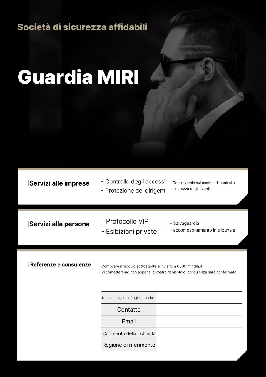 Pubblicità sulla sicurezza moderna nera