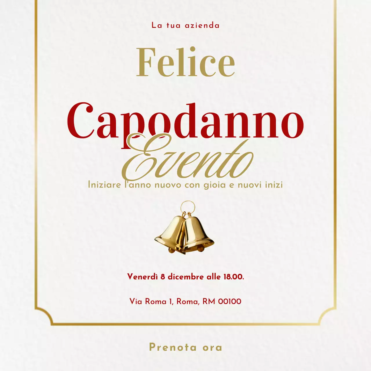 Evento di Capodanno minimalista ed elegante in rosso e oro - Social Media Square